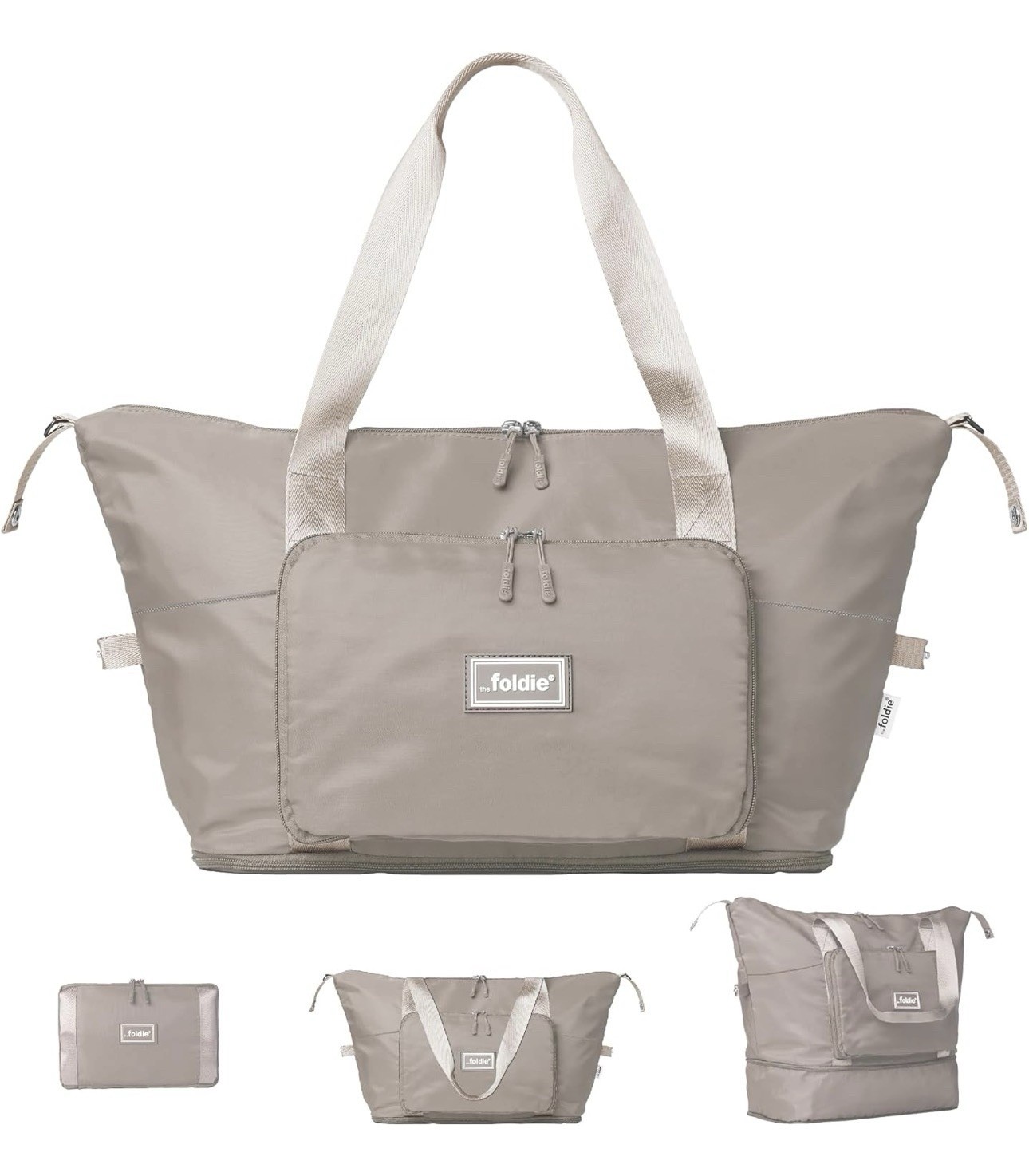 The Foldie® 4.0 Travel Duffle - Water Resistant - Expandable Bottom - Beige