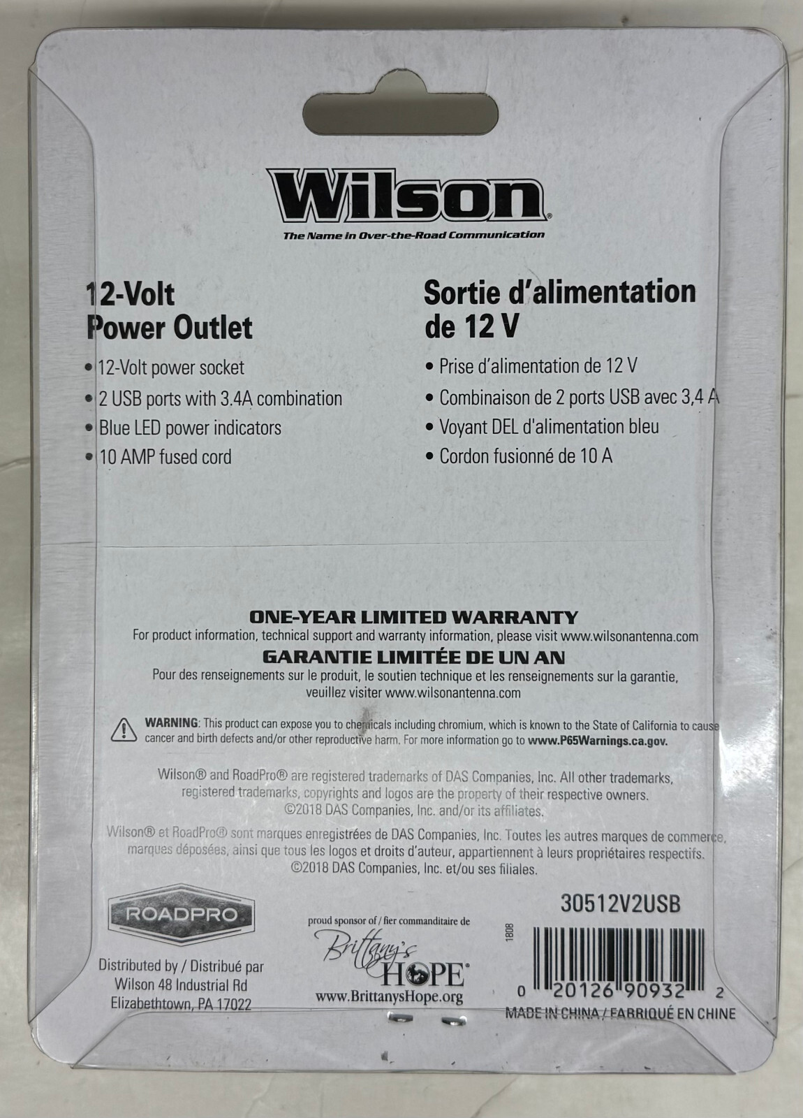 Wilson "12-Volt Power Outlet" (30512V2USB)