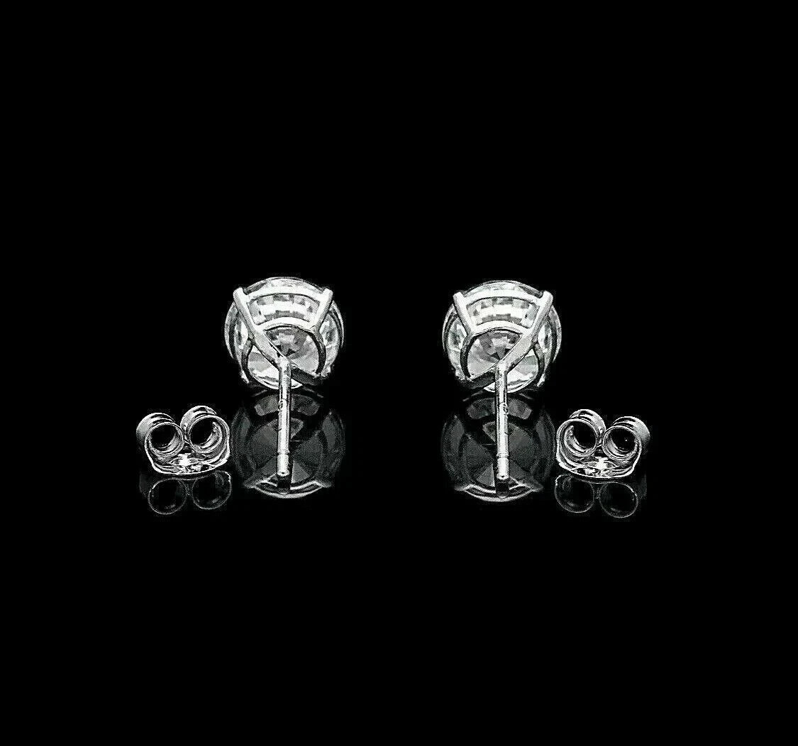 2Ct Lab-Created Diamond Solitaire Push Back Stud Earrings 14K White Gold Finish