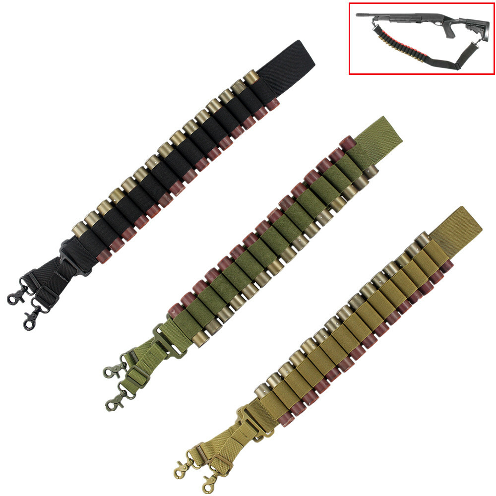 Two Point Shotgun Sling Strap with 15 Rounds 12 GA Shell Ammo Bandolier Holder