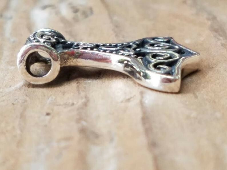 Celtic Thor's Hammer Sterling Silver Charm, Viking Charms
