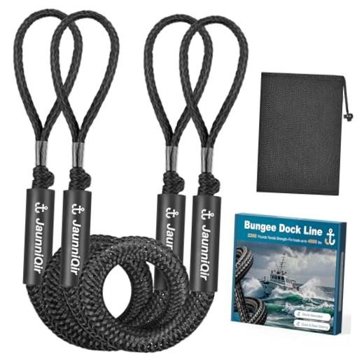 Bungee Dock Lines 2200lb Shock Absorbing Mooring Ropes with Foam 4-5.5ft Black