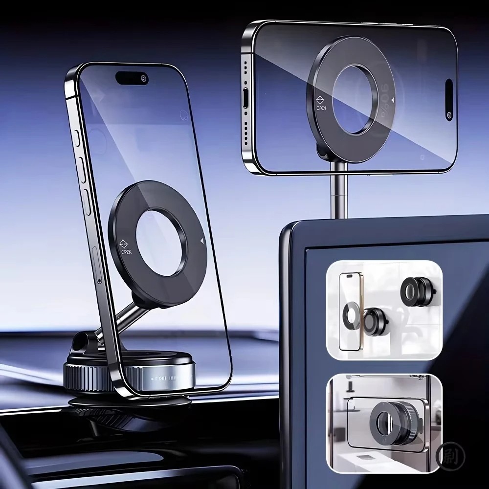 Magnetic Phone Vacuum Car Holder Suction Mount Cup 360° Stand Foldable Strong