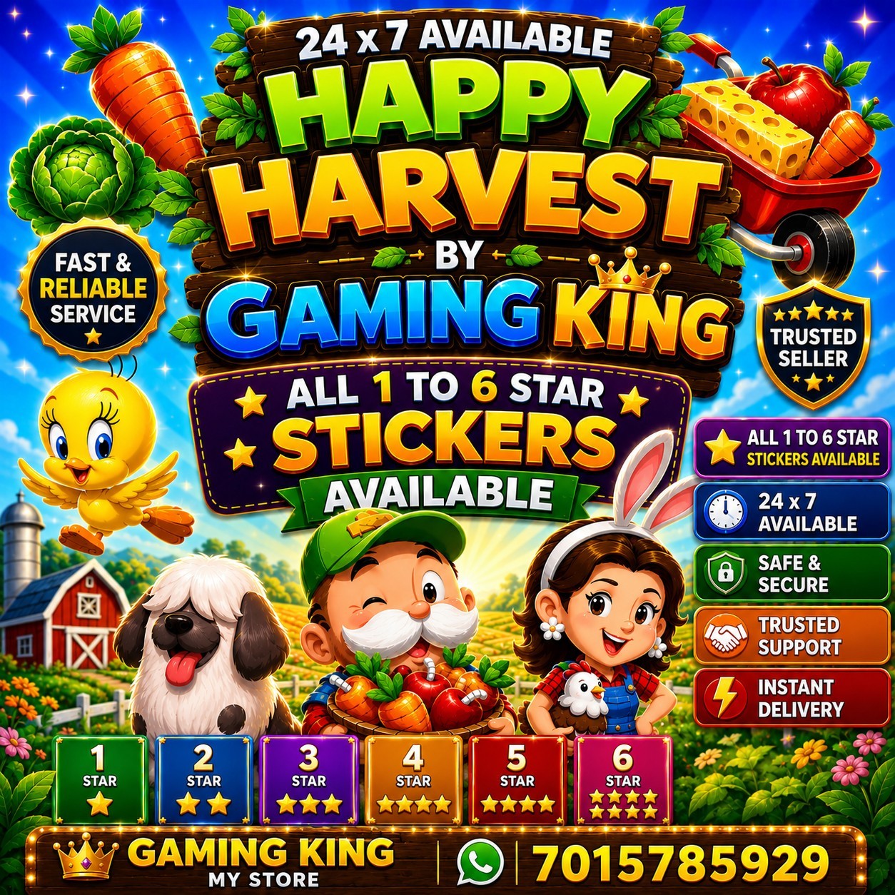 1  To 6 Star All Stickers HAPPY HARVEST  Album [Mono_poly Go Stickers]