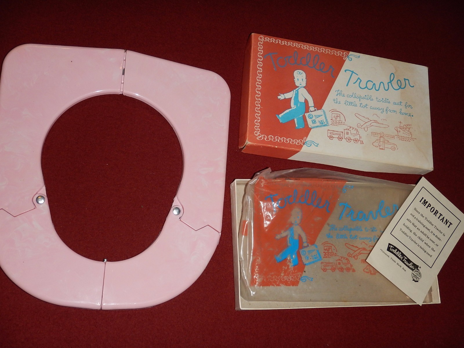 Vintage Toddler Travler Collapsible Toilet Seat Away From Home Barridge Complete
