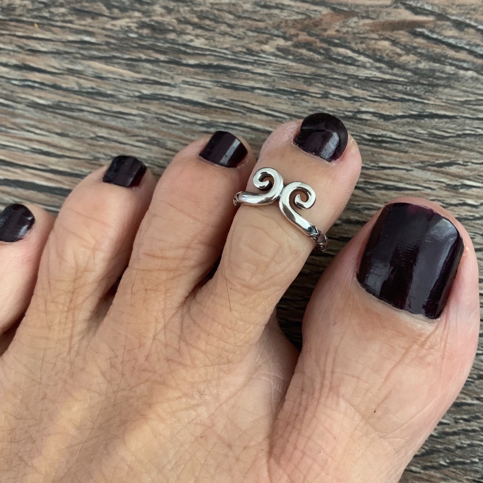 Sterling Silver Double Spiral Toe Ring, Silver Rings, Swirl Ring, Beach Ring