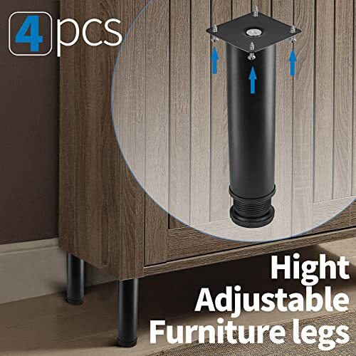 6 Inch Metal Furniture Legs Stainless Steel Adjustable Legs Black Metal Legs ...