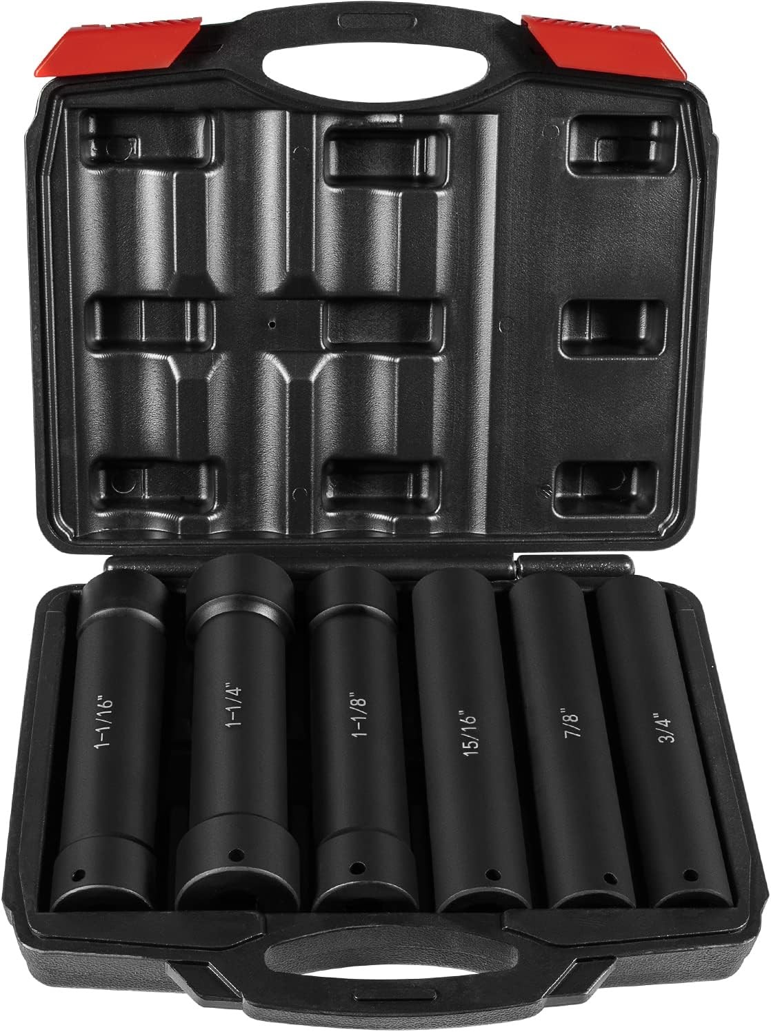 1/2 Inch Drive Heavy Duty Extra-Deep Length Impact Socket Set with Storage Case