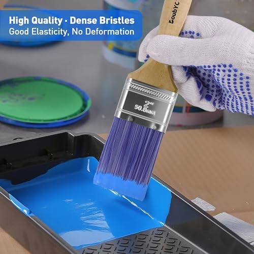 Paint Brushes - 2" Flat Brushes, Paint Brush Set, Wood Paint Brushes for 4 Pack