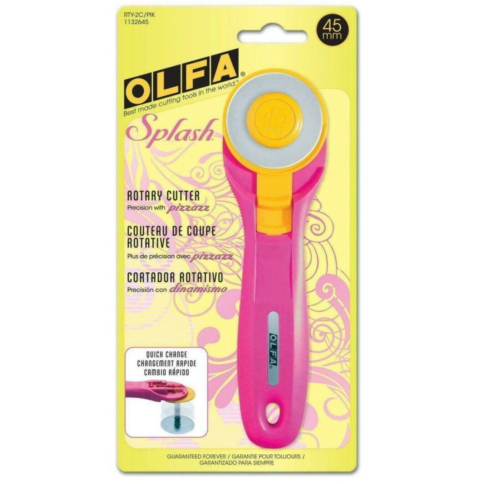 Olfa Splash Rotary Cutter 45mm Fairy Floss Pink #RTY-2C/PIK MADE in JAPAN NEW