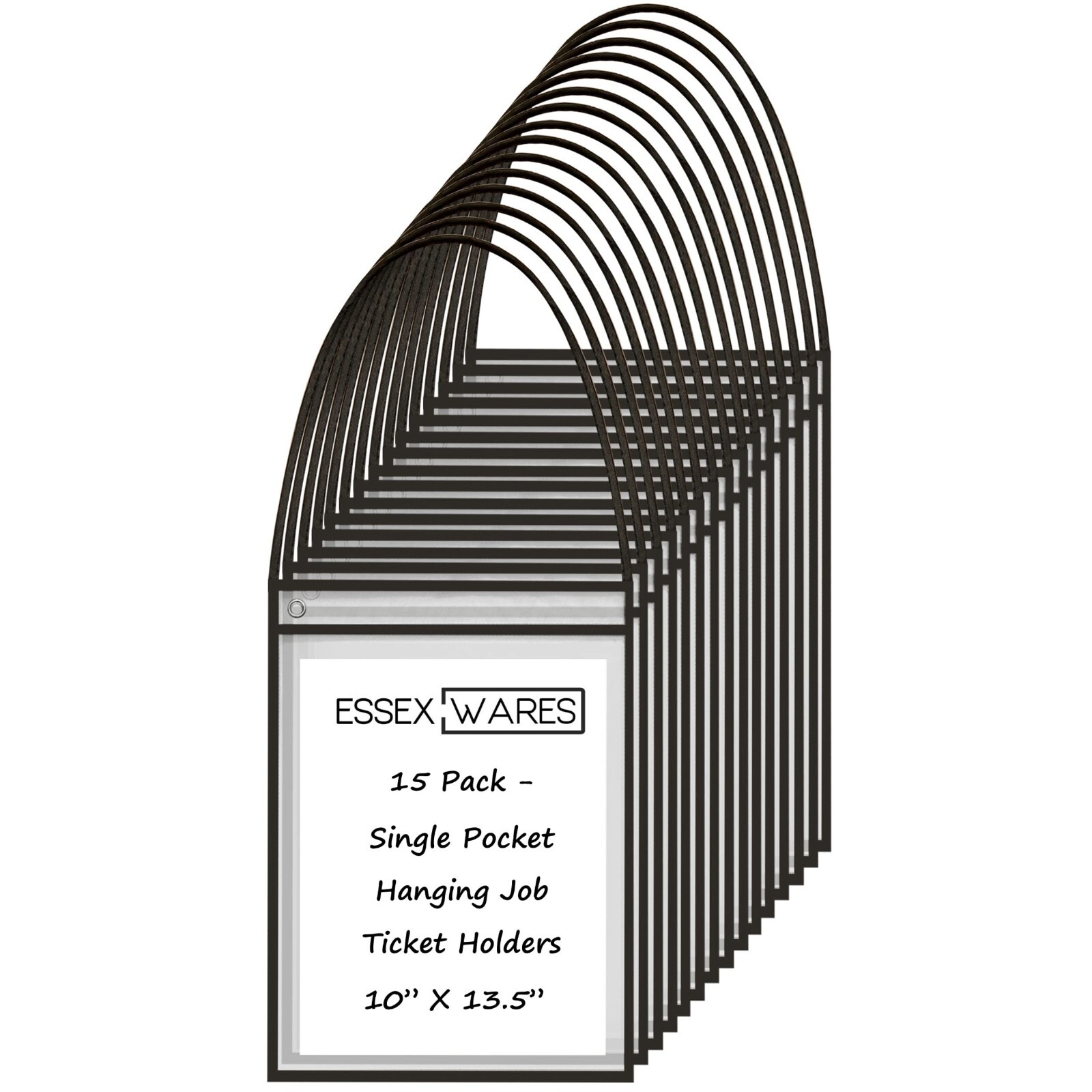 15 Pack Single Pocket Hanging Job Ticket Holder 10"x13.5"