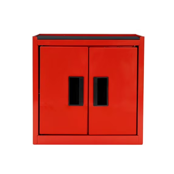 Hyper Tough Mini Tool Cabinet Steel Storage Double Doors Non-Slip Top Mat - Red