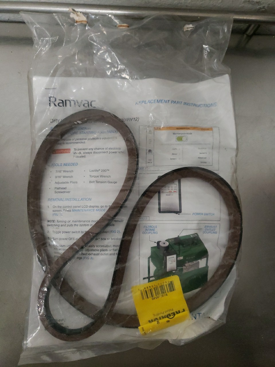 RAMVAC Dry Vacuum Belt  New