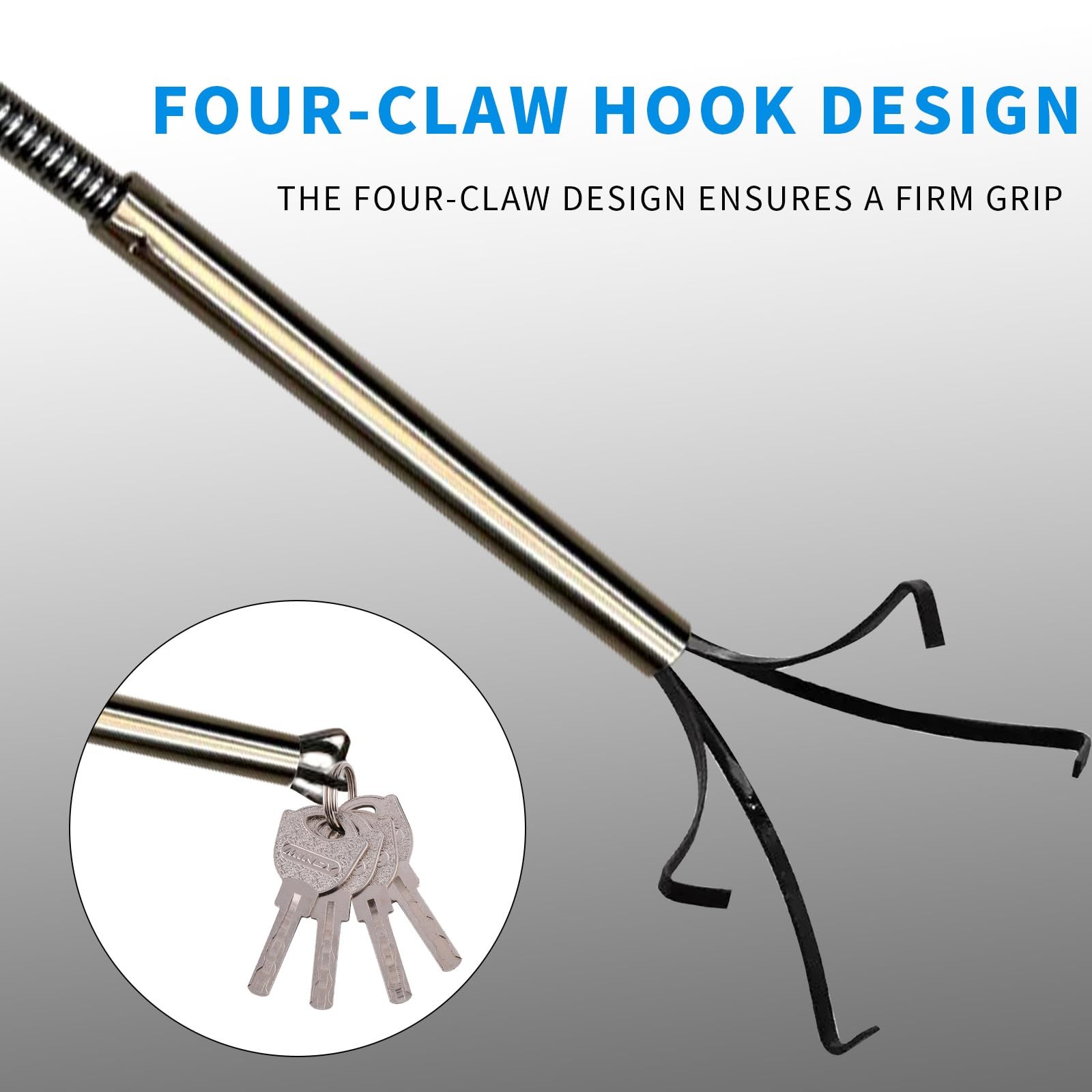 2-Piece Magnetic Pickup Tool Set — 36in Flexible Claw One Size, Silver