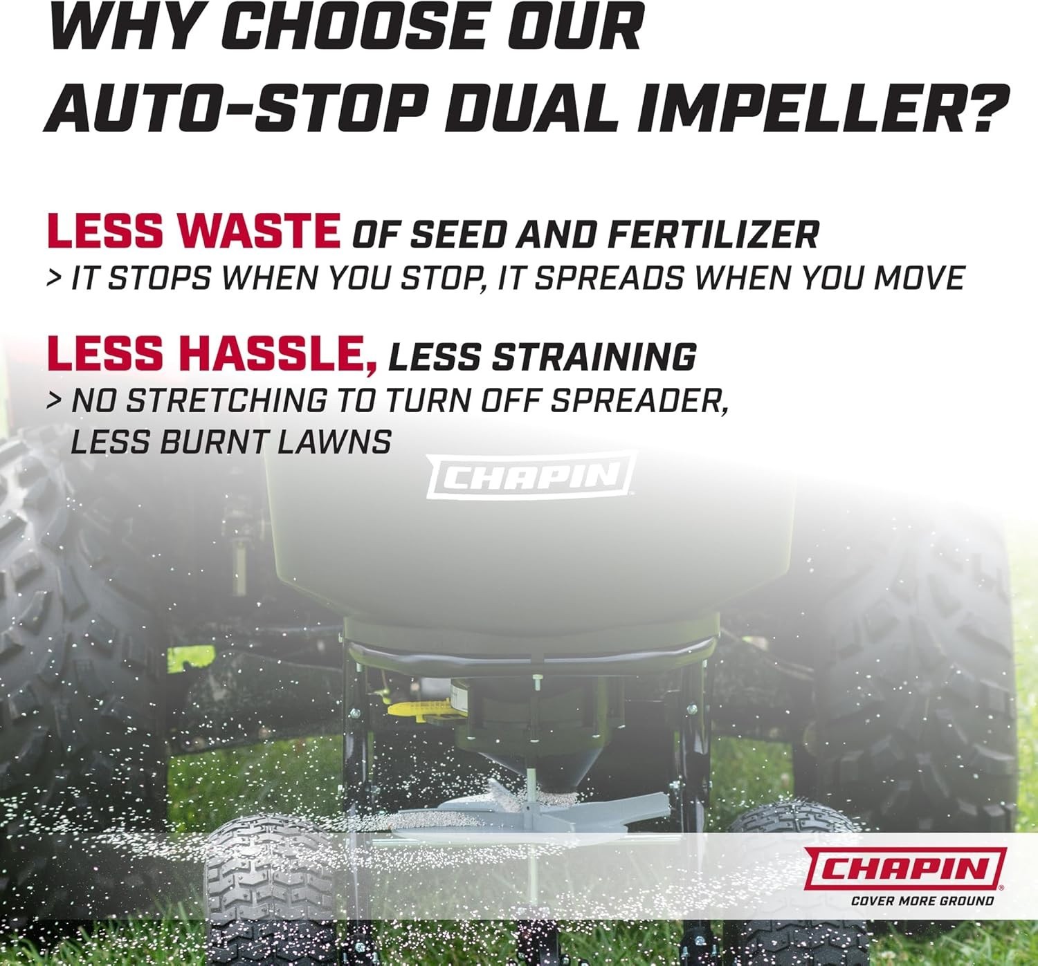 8622B Tow & Pull Behind Broadcast Spreader, 150lbs Capacity, Auto‑Stop Dual Impe