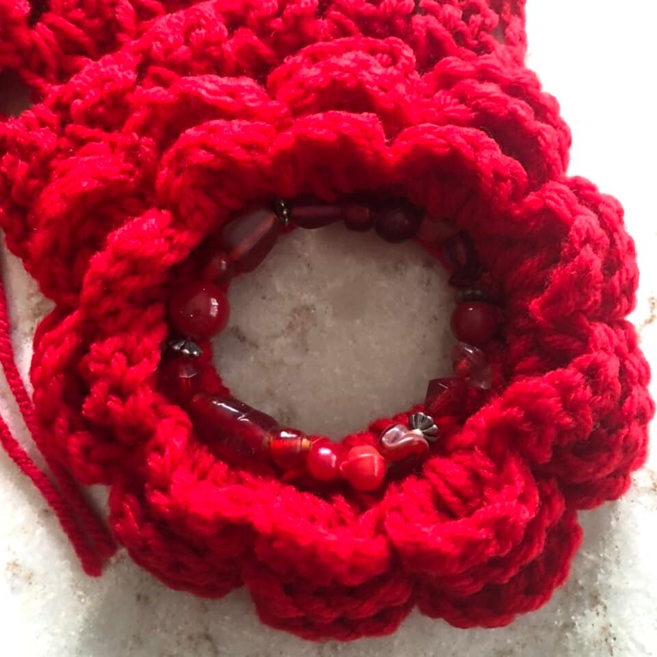 Fashionable Style Red Hand Made Scarf
