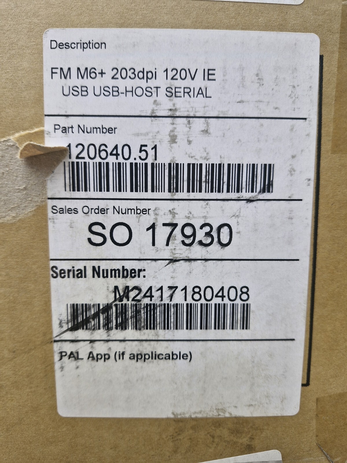 AMT Datasouth Fastmark M6 PS 203dpi Thermal Label Barcode Printer USB, Etherne