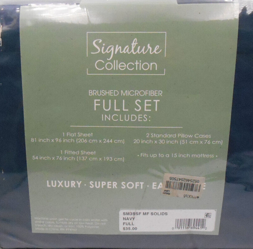 NEW SIGNATURE COLLECTION BRUSHED MICROFIBER FULL SET NAVY
