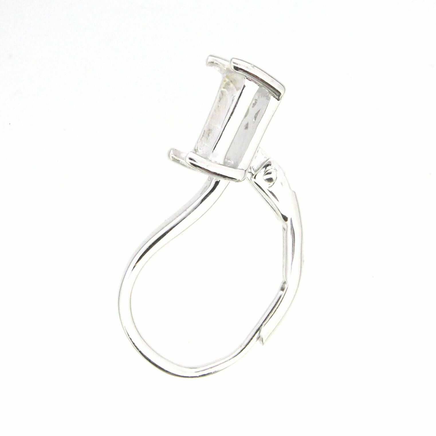 Sterling Silver Semi Mount Earrings Setting Emerald OCT 8x6 mm Leverback