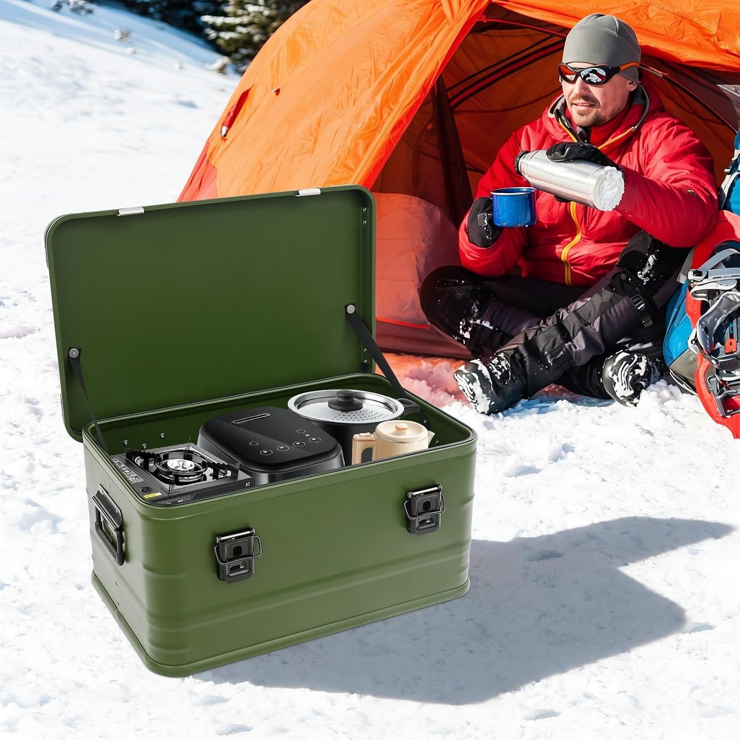 Storage Box, 13.21 Gal Metal Cargo Case,for Logistics, Storage, Camping