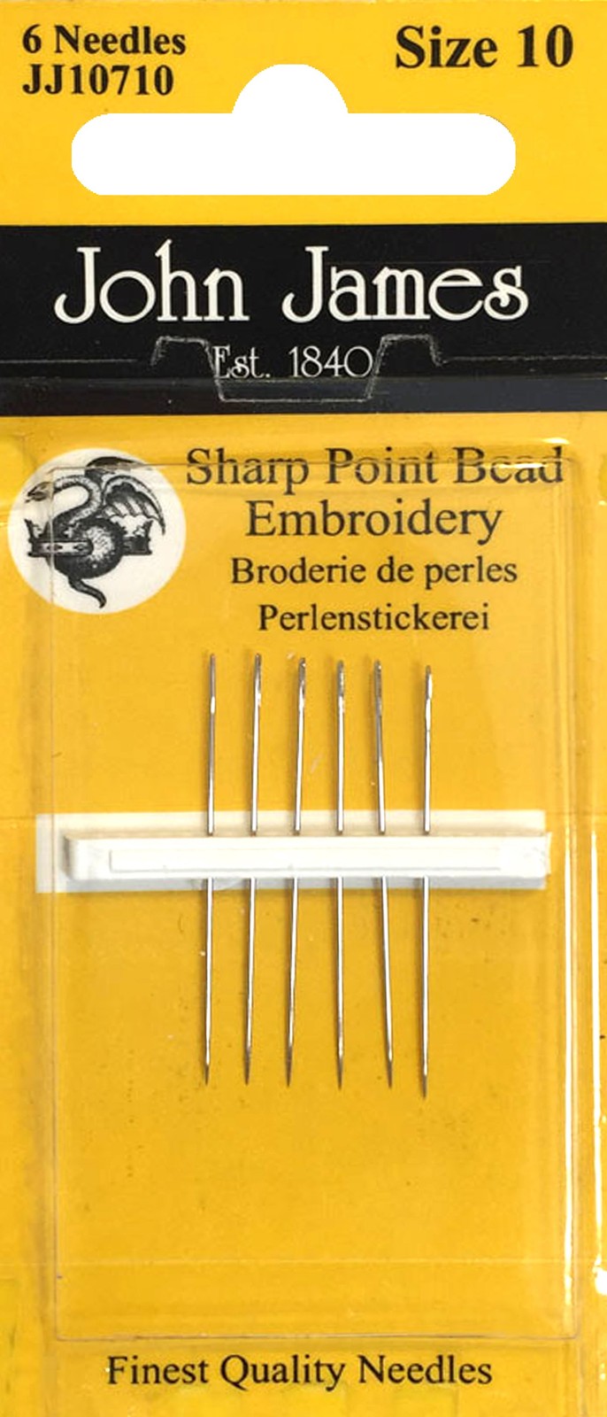 John James Embroidery Hand Needles-Size 10 Short 6/Pkg - 12 Pack