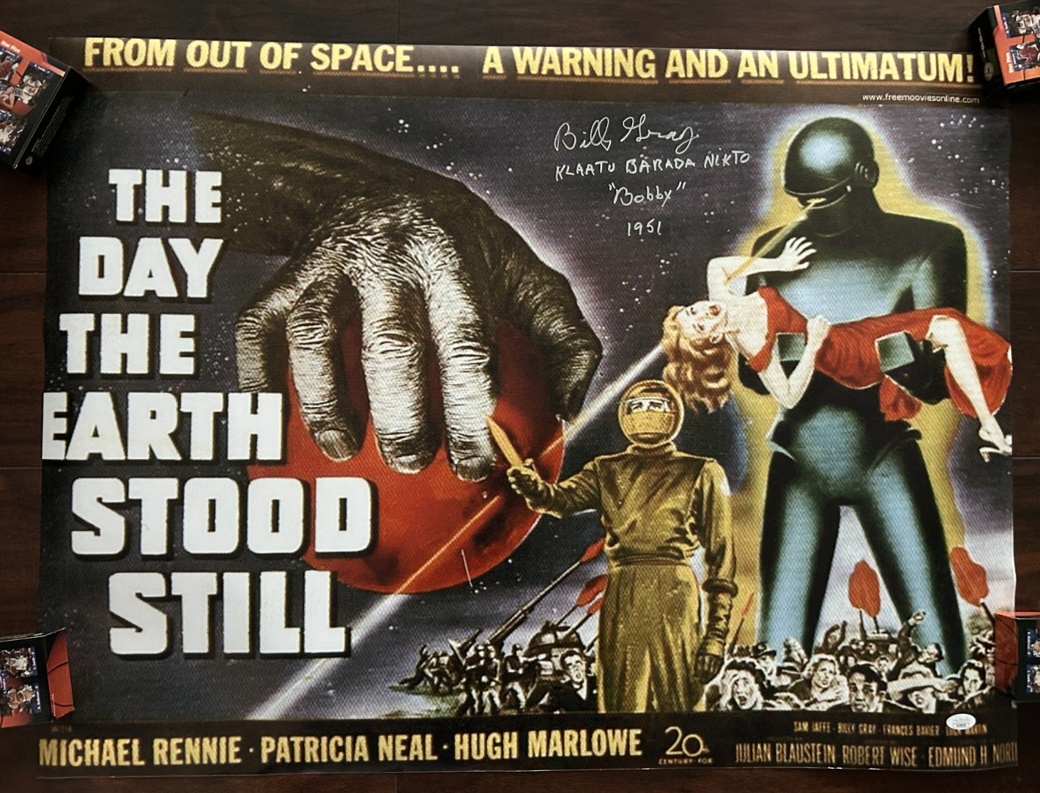 1951 DAY EARTH STOOD STILL BILLY GRAY HAND SIGNED MOVIE POSTER  32X24 W/JSA /COA