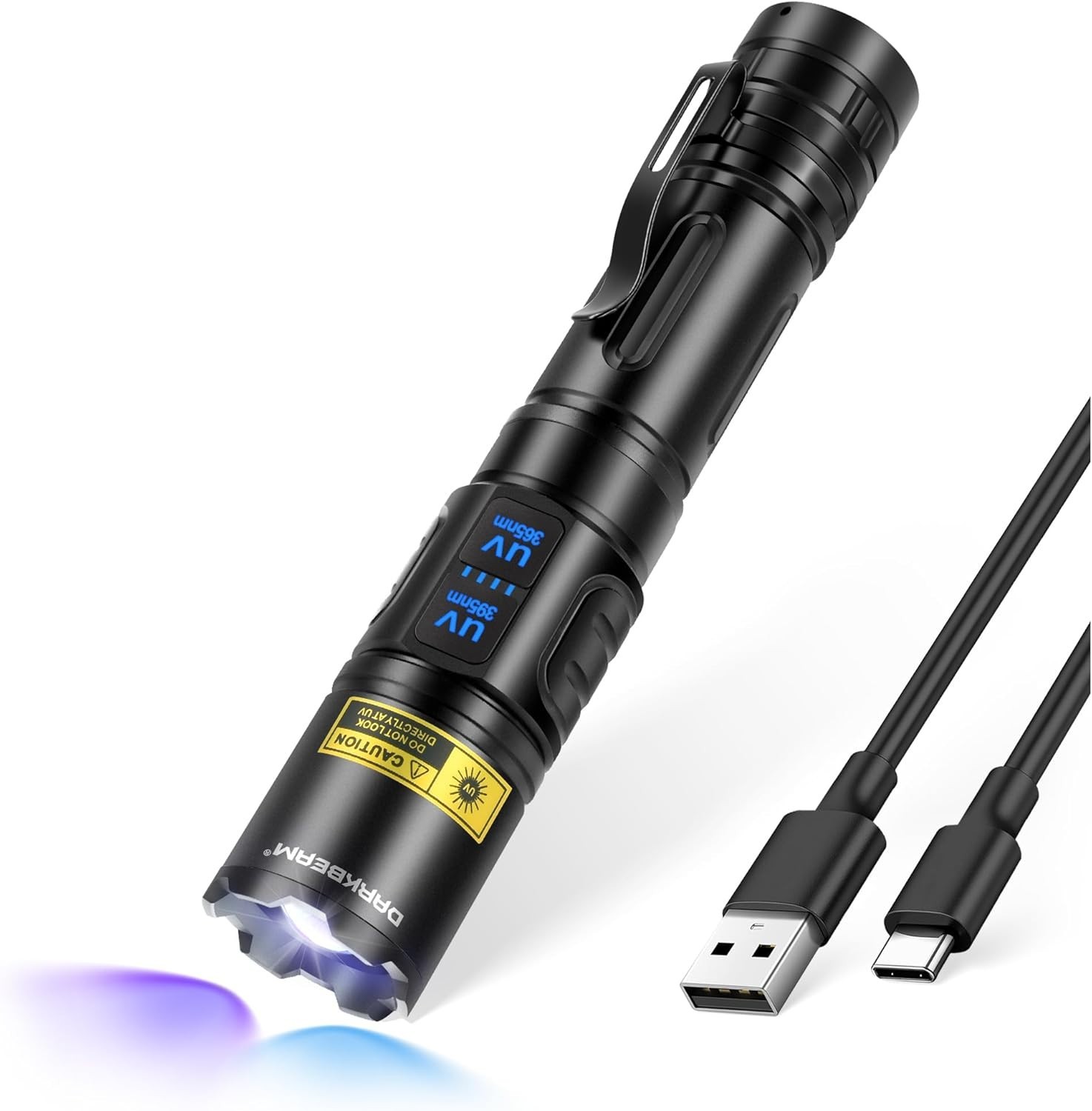 UV Flashlight 365nm & 395nm Dual Black Light, Blacklight USB Rechargeable LED...