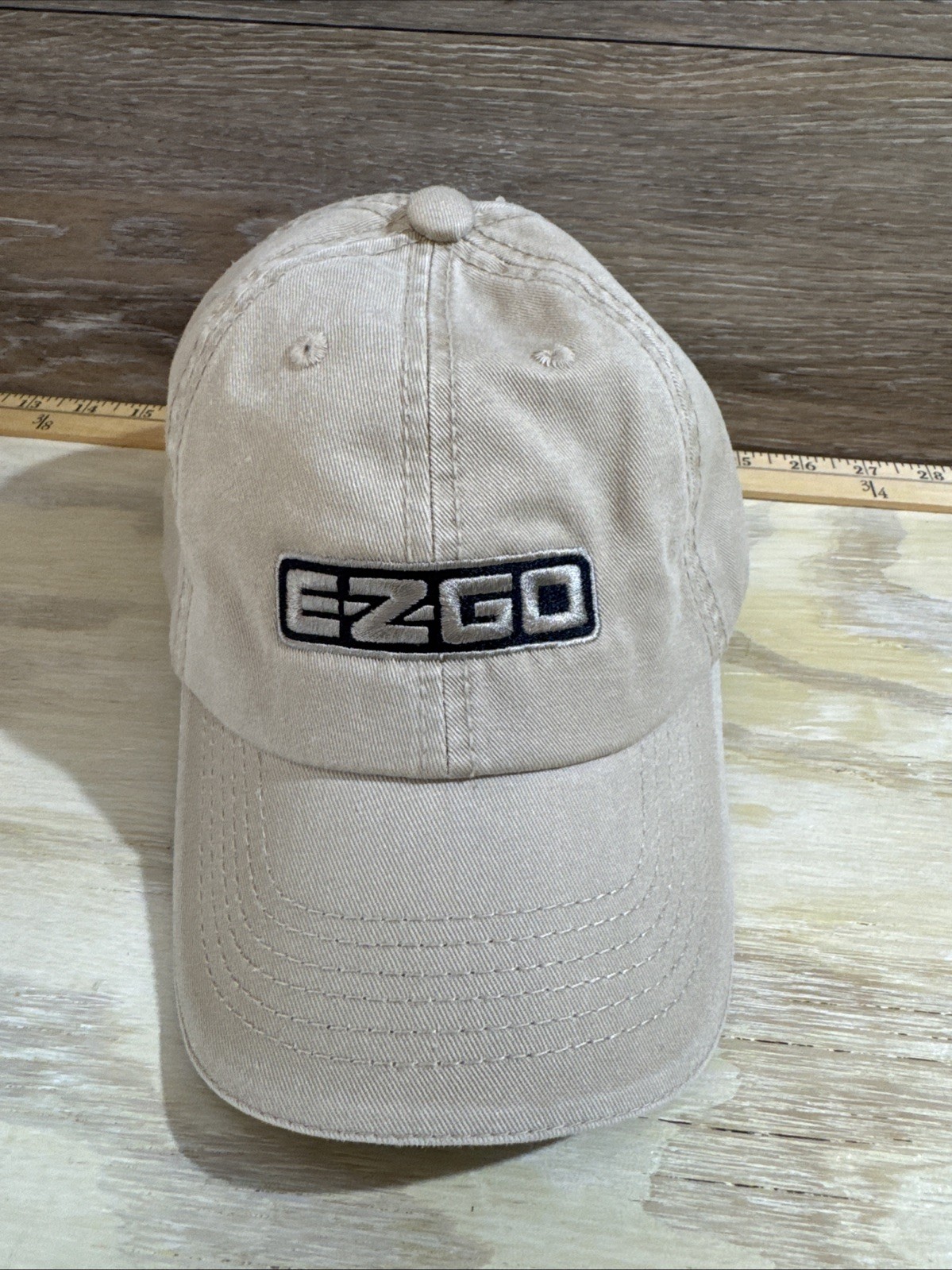 EZ Go Golf Carts Hat Khaki Tan Low Profile Dad Baseball Cap Embroidered Logo