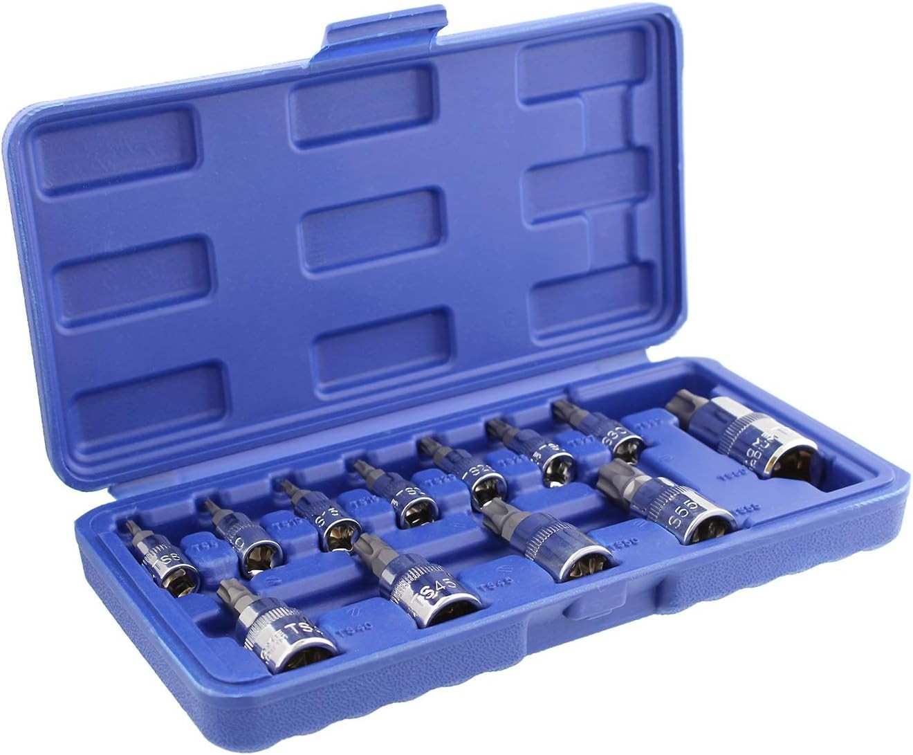 12Pc 5 Point Torx Plus Socket Set Tamper Proof Star Bit TS8-TS60 w/ Case