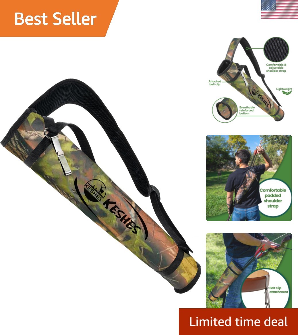 Durable Synthetic Archery Quiver - Comfortable Camo Holder for Youth & Adults