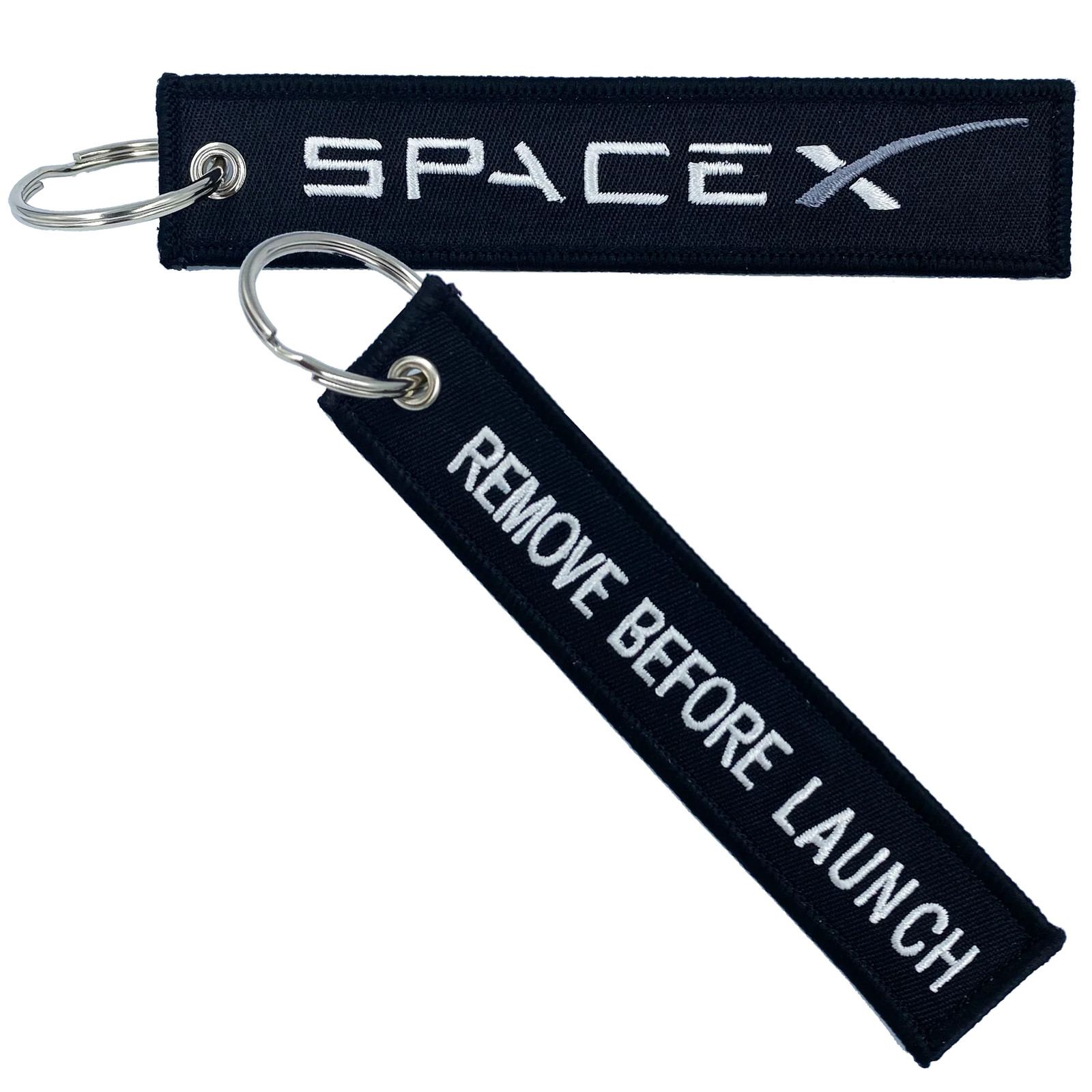 BLACK SpaceX REMOVE BEFORE LAUNCH Luggage Tag zipper pull keychain Space X CL4-0
