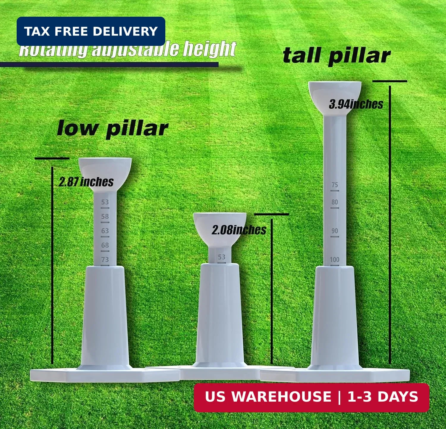 Adjustable Unbreakable Golf Tee，Rubber Golf Tees for Mats，Driving Range Tee，Flig