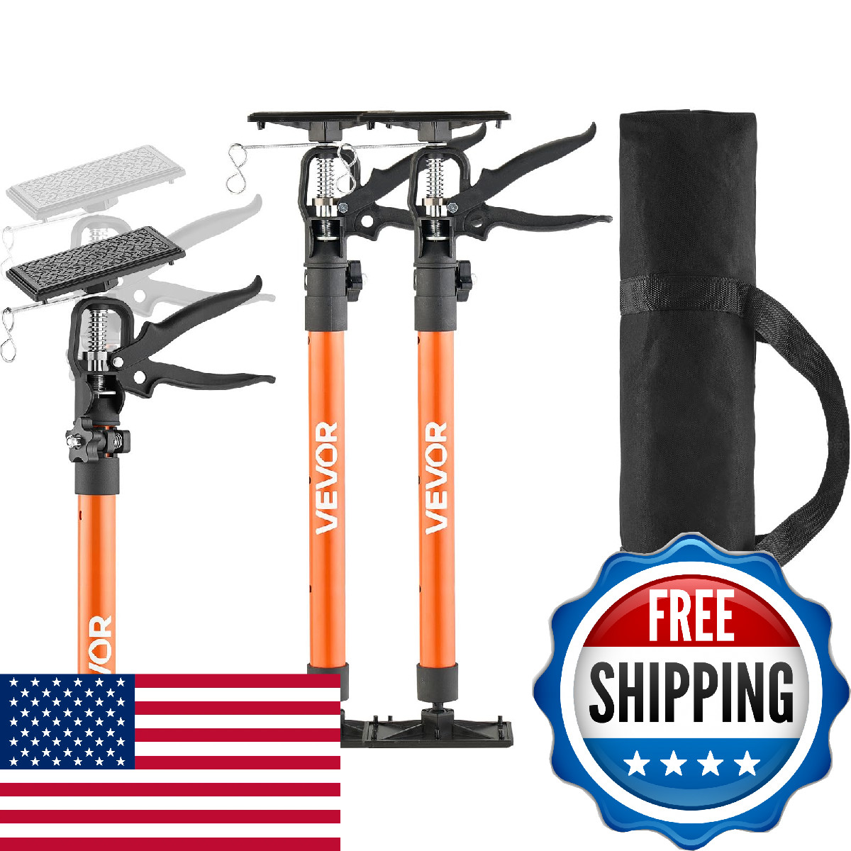Vevor Cabinet Jack Support Pole 2-Pack Telescopic Steel Support Rod Adjustable 2