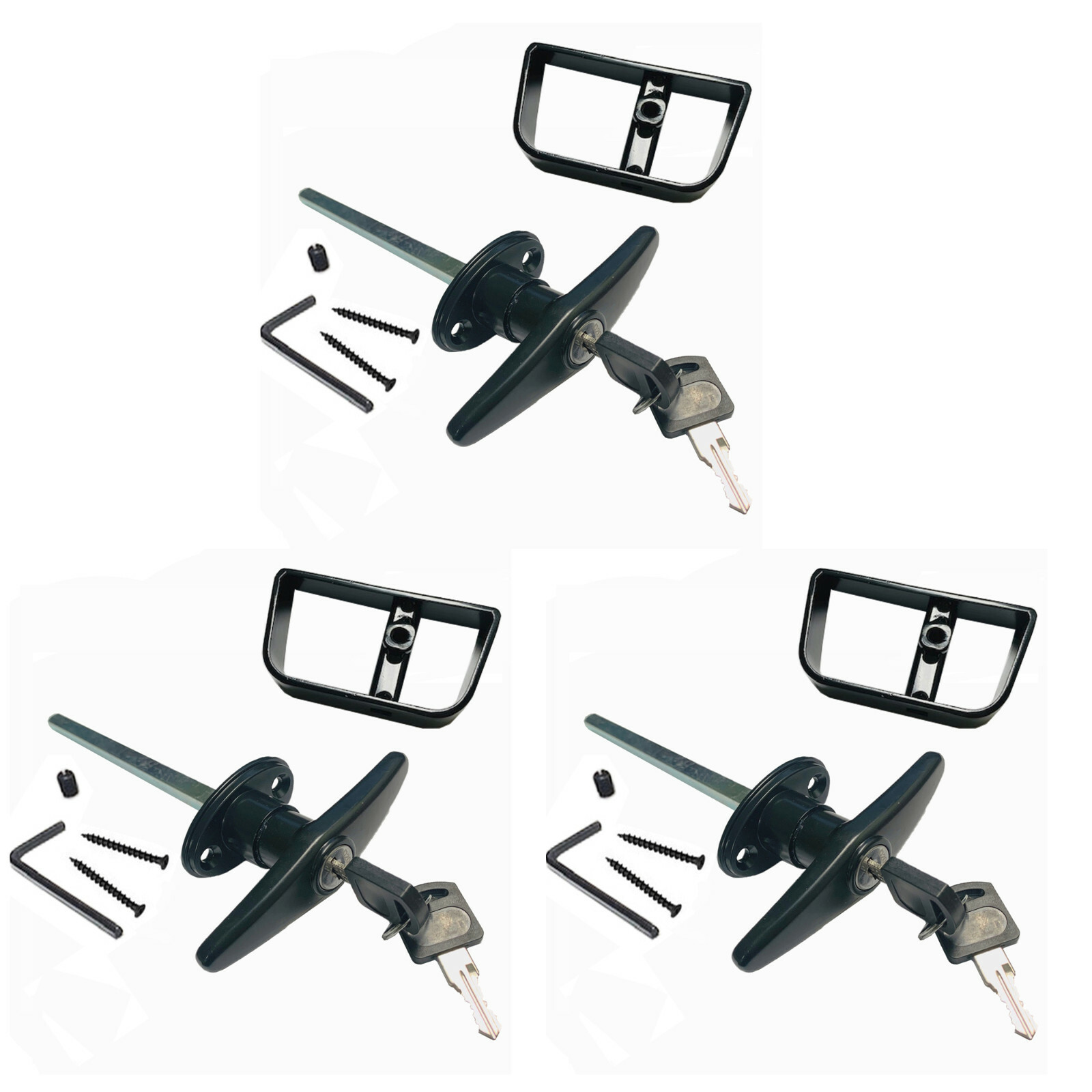 3 SETS 6" BlackT Handle Door Lock Replacement shed gate WHOLE SET 1800