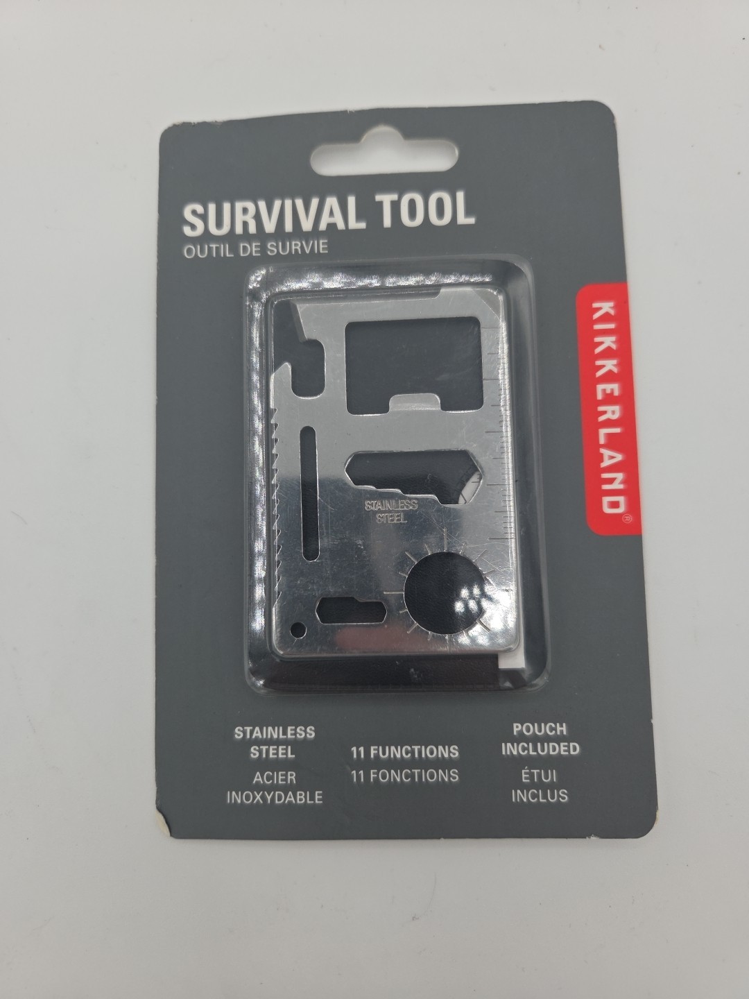 KIKKERLAND SURVIVAL TOOL 11 Functions Stainless Steel with Pouch -New