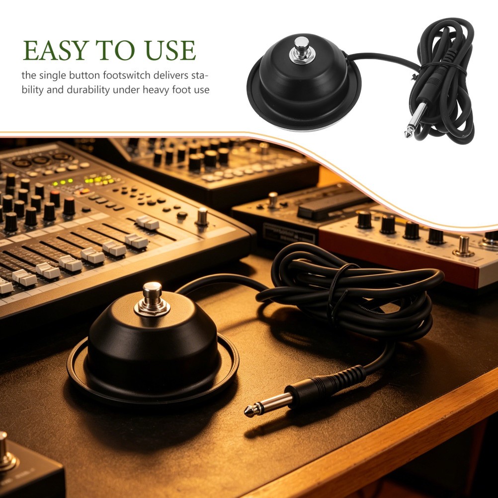 Reusable 1-Button Guitar Footswitch Durable Metal for Effect Pedal Control Black