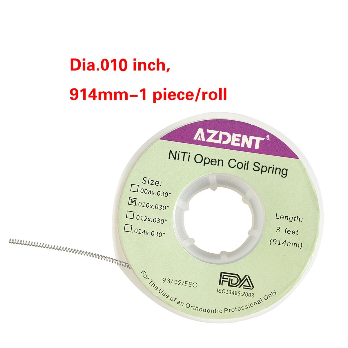 5X Dental Orthodontic Niti Open Coil Springs 010x030 inch, 3 feet (914mm)