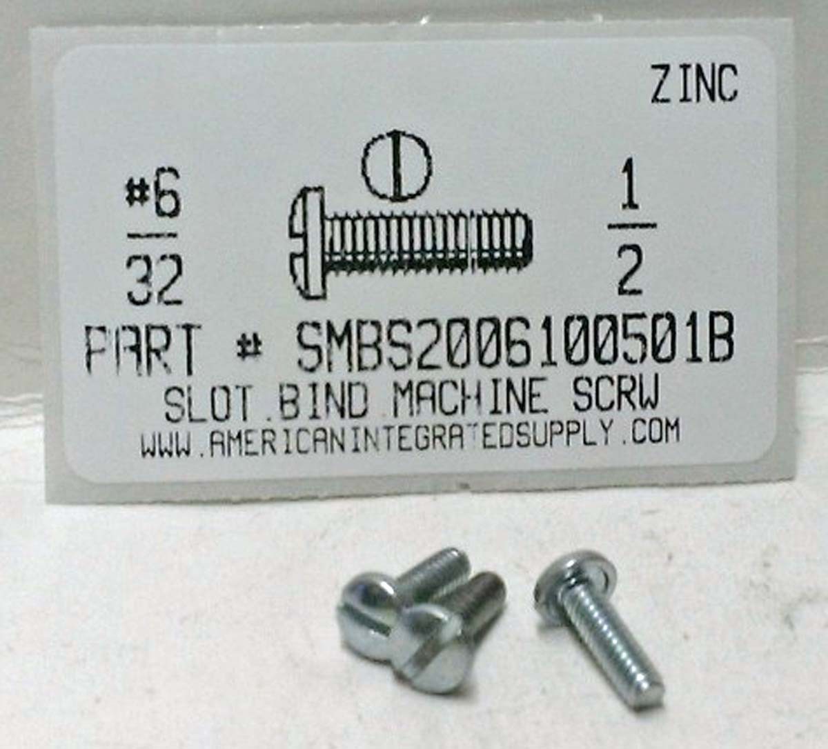 #6-32x1/2 Binding Head Slotted Machine Screws Steel Zinc Plated (100)