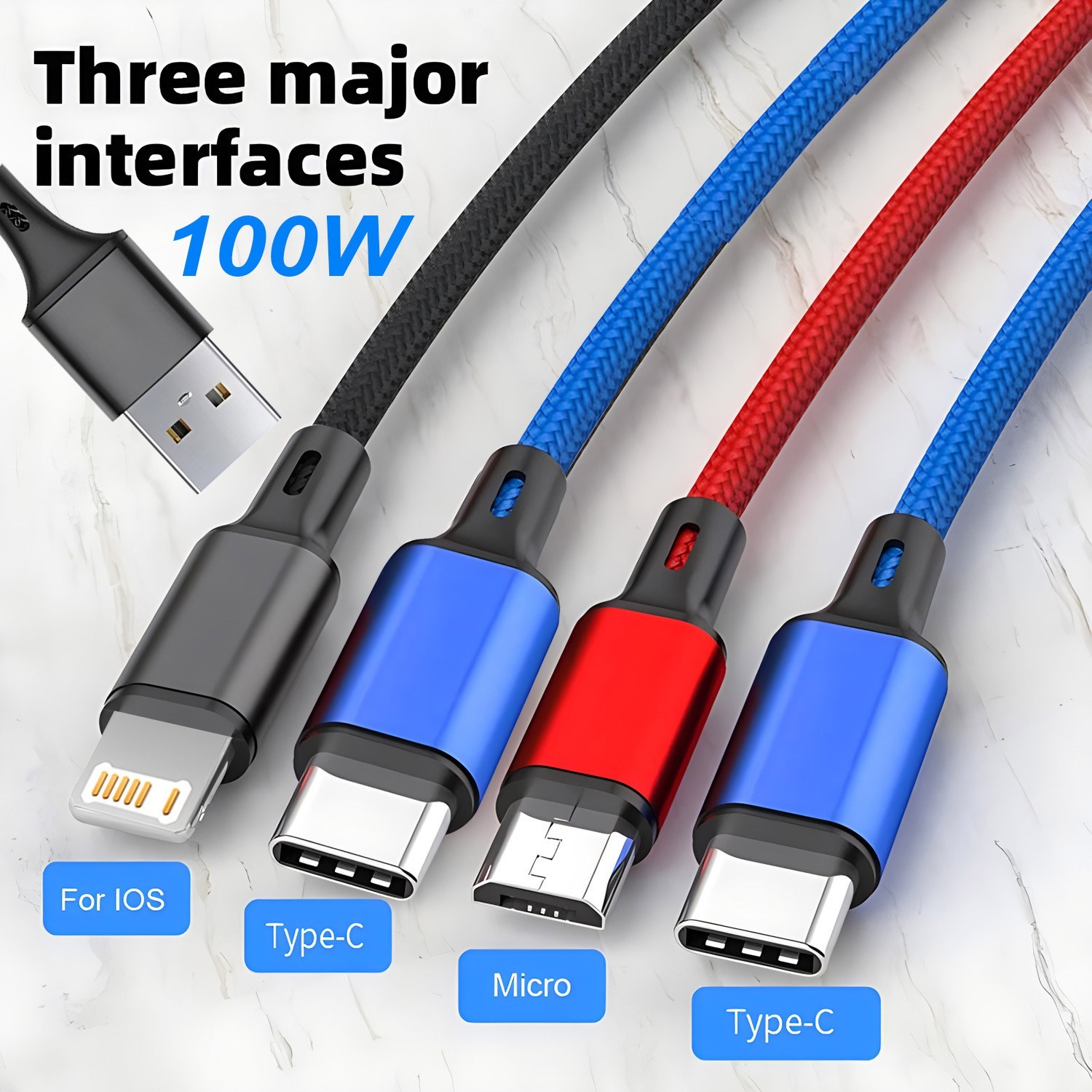 4 in 1 Multi USB Charging Cable Fast Charger Cord For iPhone Type C Micro