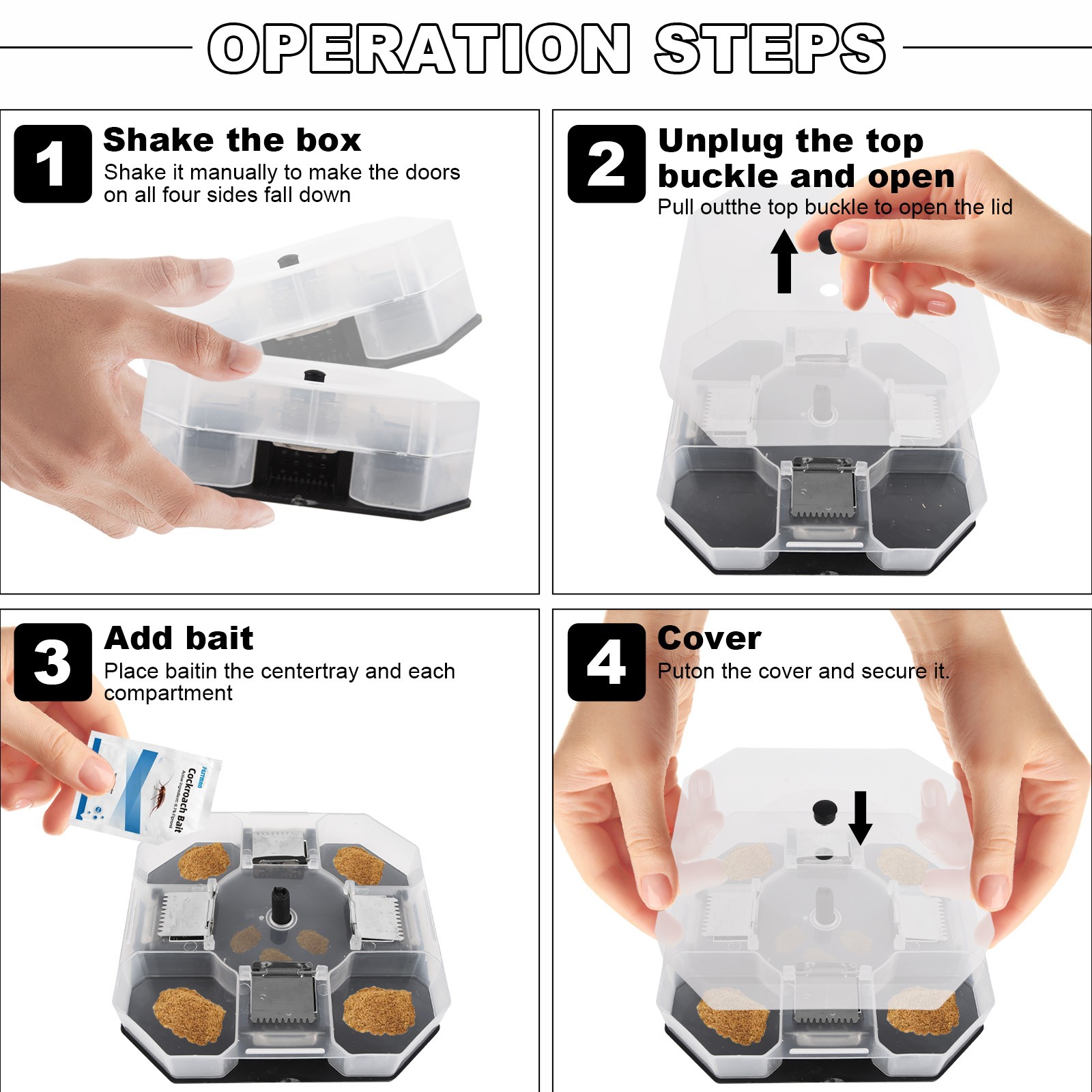 Cockroach Trap Box Reusable Eco-Friendly Roach Catcher Trap for Indoor Kitchen
