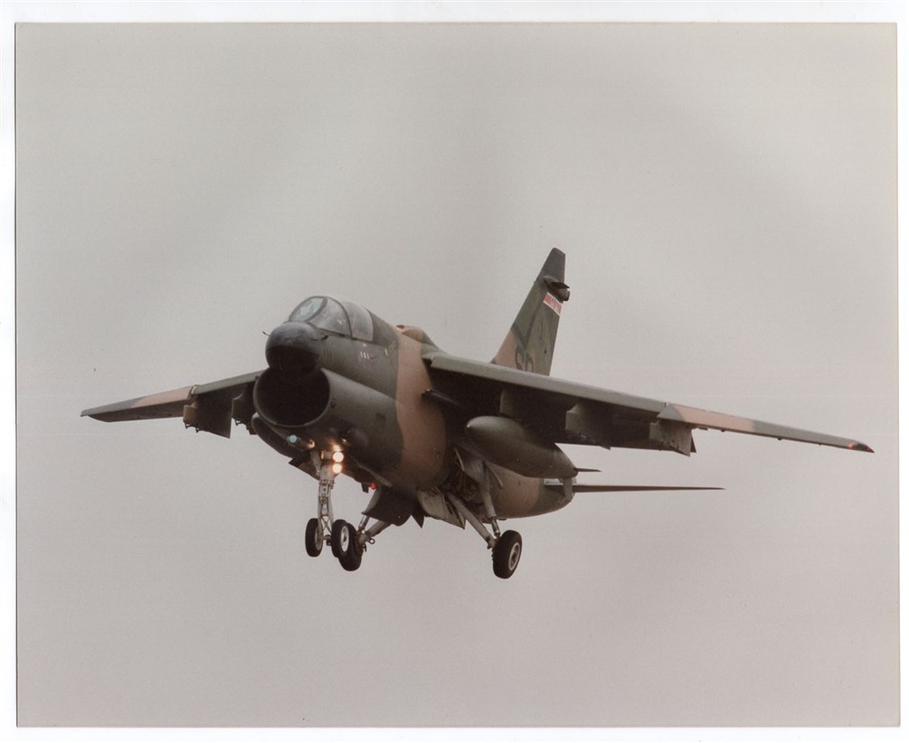 1980s Landing a LTV A-7 Corsair II Jet Fighter in Flight 8x10 Original Photo