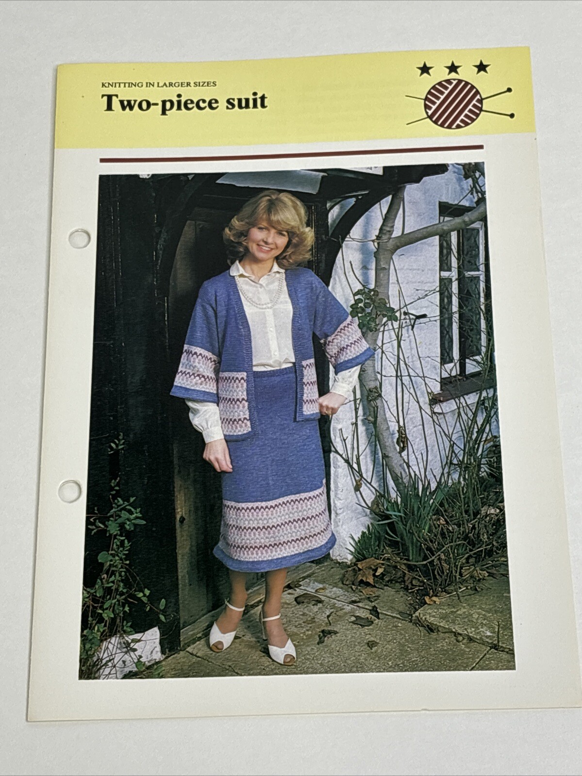 Two Piece Suit Women's Knitting Pattern Card