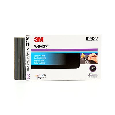 3M Wet or Dry Sandpaper Sheets 1200 Grit, 02622 (50 Per Box)