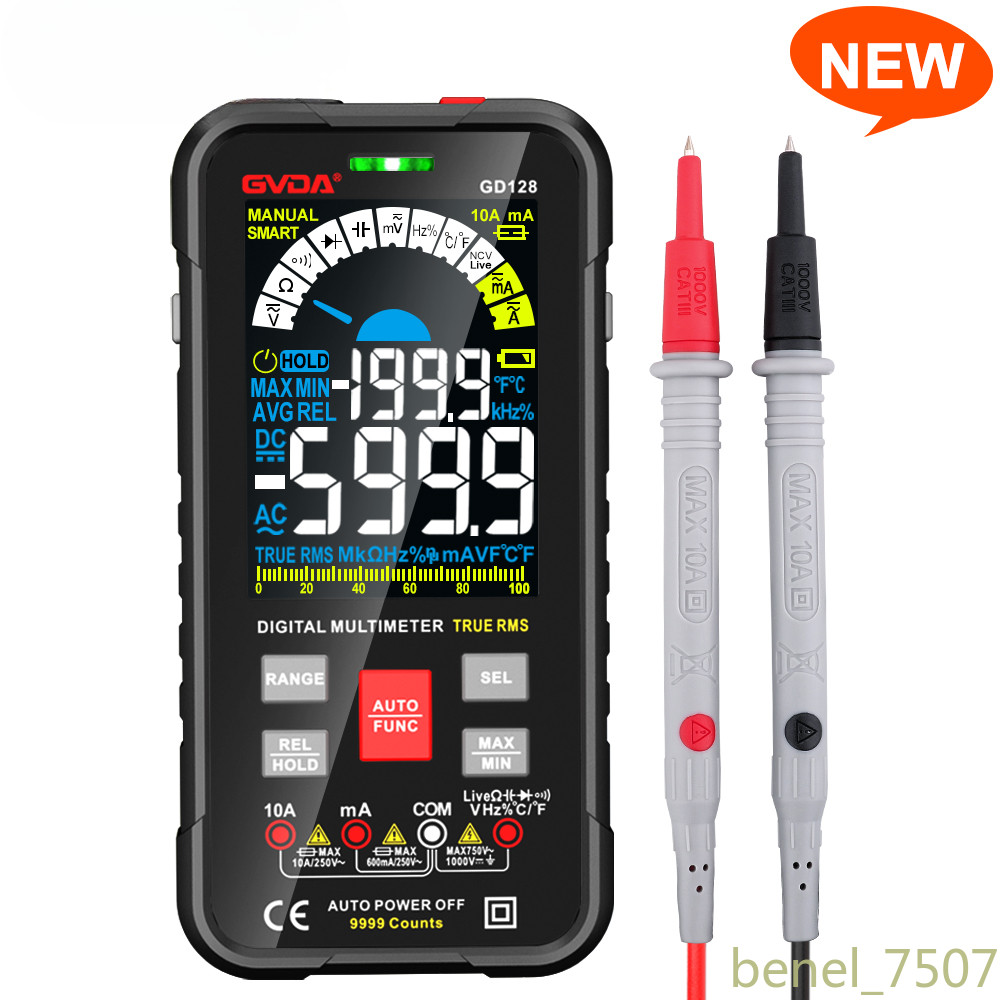 New 9999 Counts Digital Multimeter Smart Auto Range 1000V 10A Tester