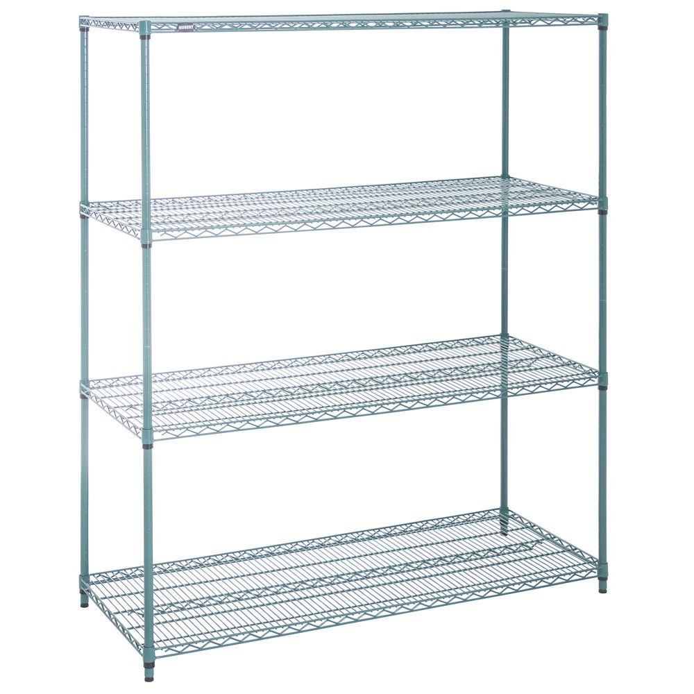 HUBERT Green Epoxy Wire Shelving 4-Shelf - 60" L x 24" W x 72" H