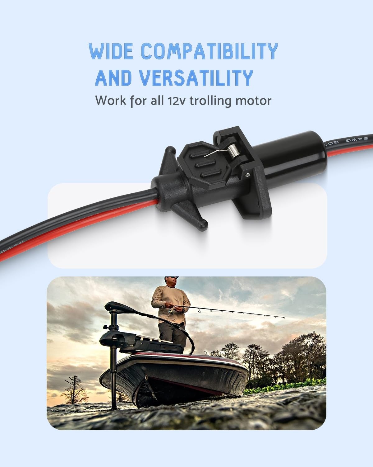 Trolling Motor Plug,Trolling Plug and Receptacle 12v for Minn Small