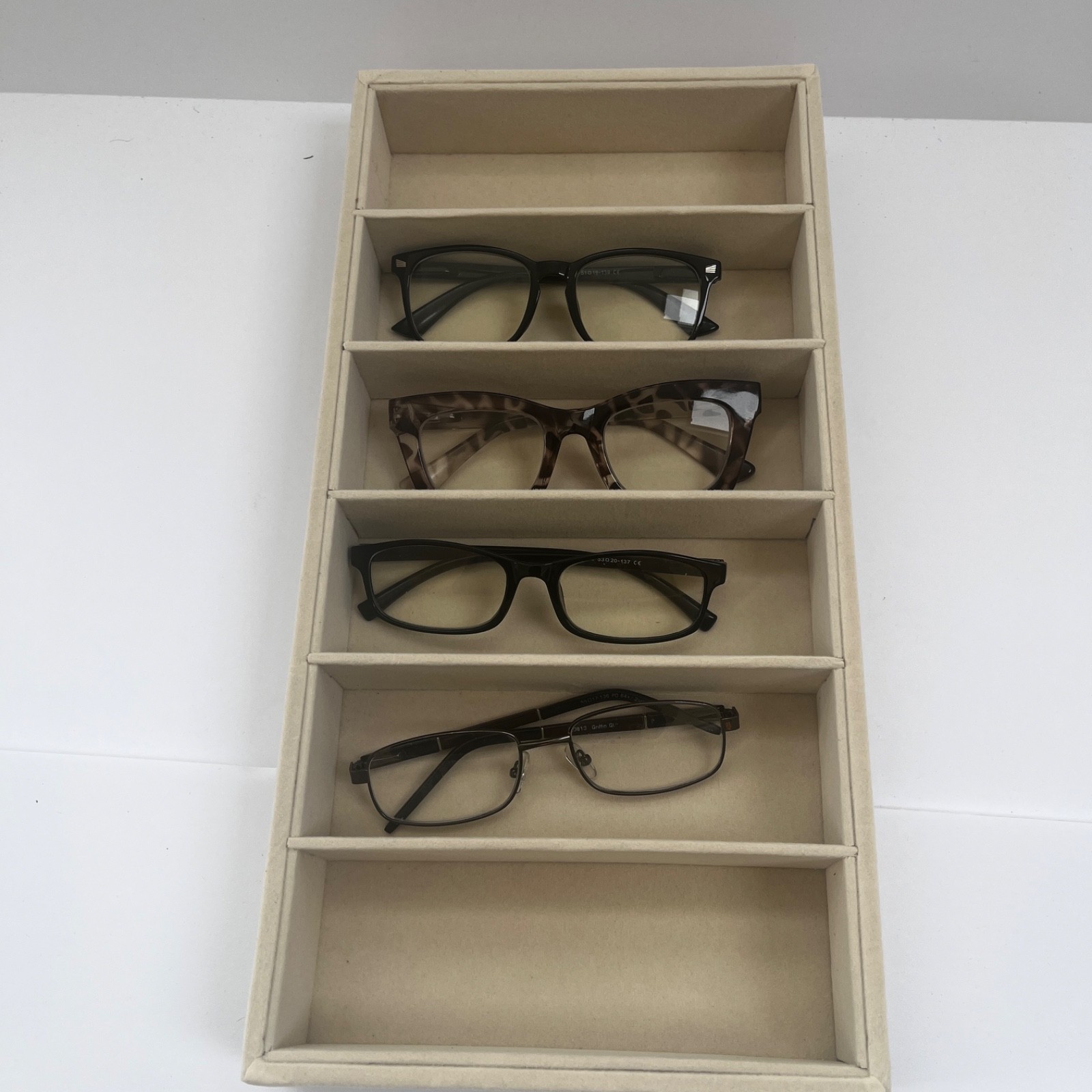 JUEXICA Lot of 3 Velvet Sunglasses Organizer Tray 6 Grid Stackable Display
