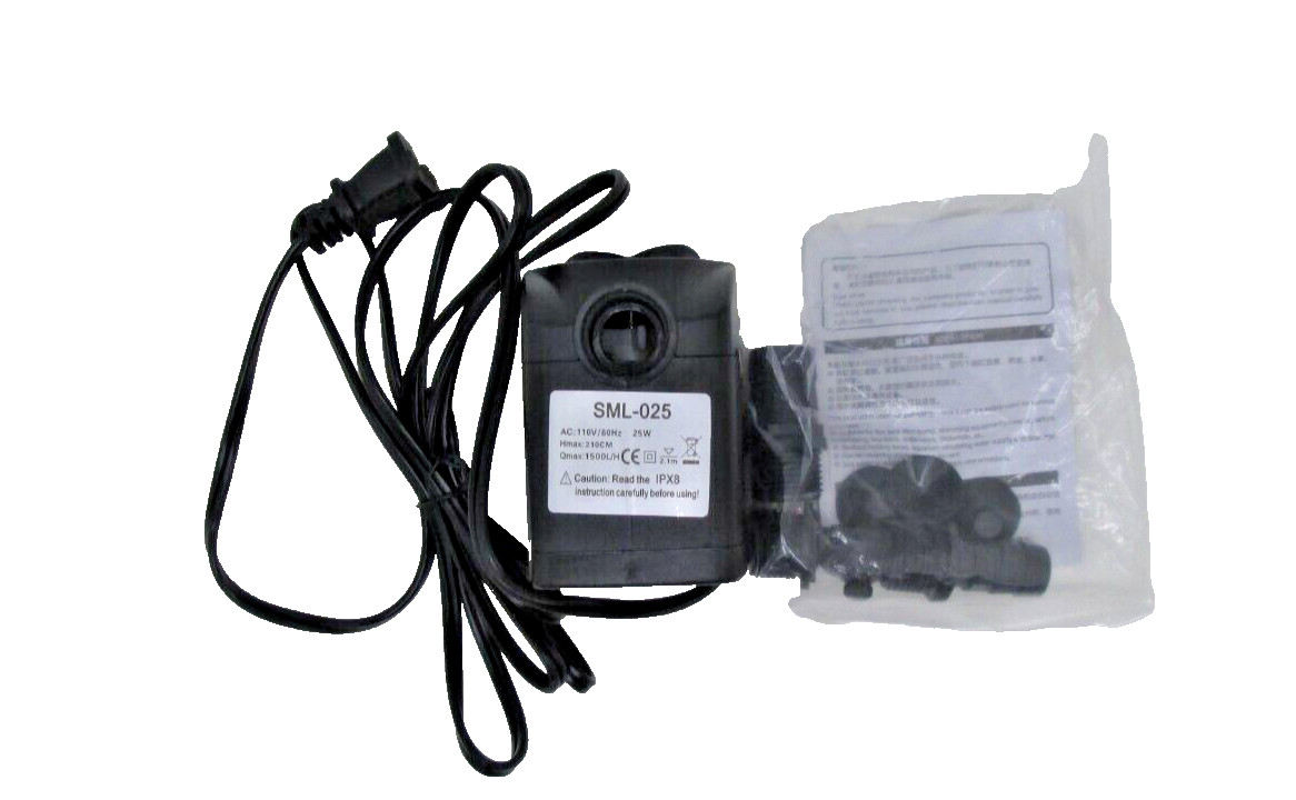 Submersible Pump 400GPH (1500L 25W) Ultra Quiet 6.5ft High Lift for Fountains