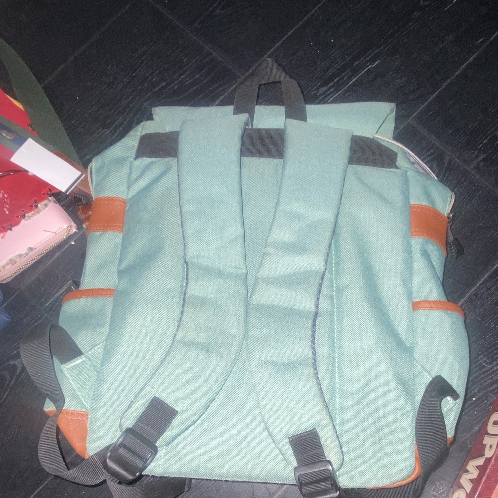 Green Canvas Hiking Backpack w/ Buckle Closure, Adjustable Straps, Pockets