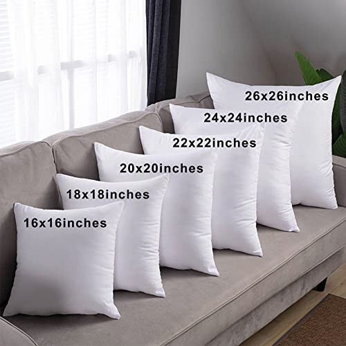 16x16 Pillow Inserts (Set of 2)- 100% Cotton 16x16 Inch (Pack of 2) White